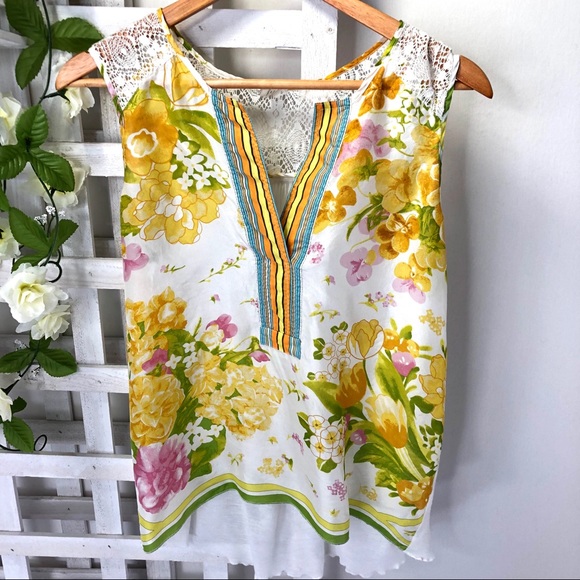 Anthropologie Tops - 🔥Anthro Tiny Silk Blend Top tank Sz XS floral lac